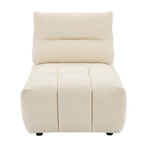 Fauteuil met schuivende rugleuning van beige stof met textuur APOLIU