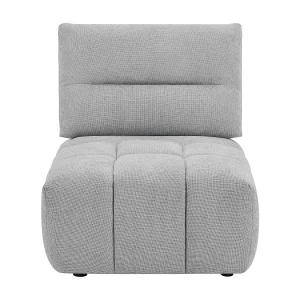 Fauteuil met schuivende rugleuning van lichtgrijze stof met textuur APOLIU