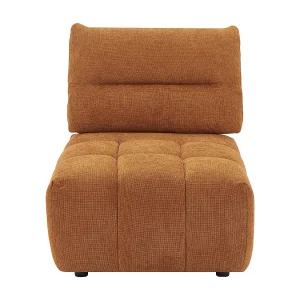Fauteuil met schuivende rugleuning van terracottakleurige stof met textuur APOLIU