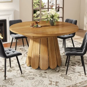 6-persoons eettafel – 118/158 x 118 x 76,8 cm – uitschuifbaar blad – MDF – donker naturel 6-persoons eettafel – 118/158 x 118 x 76,8 cm – uitschuifbaar blad – MDF – donker naturel