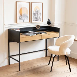 ARTHUR bureau met 2 lades in hout en zwart