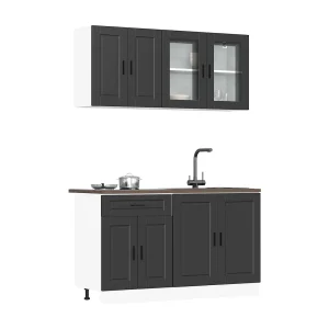 4-delige Keukenkastenset Kalmar bewerkt hout zwart 4-delige Keukenkastenset Kalmar bewerkt hout zwart