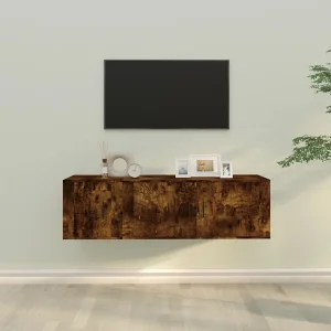 2-delige Tv-meubelset bewerkt hout gerookt eikenkleurig 2-delige Tv-meubelset bewerkt hout gerookt eikenkleurig