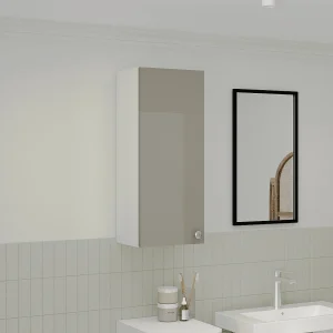 Badkamerkast Zaria, hangend, 1 deur, grijs hoogglans/wit, MDF, L 30 x l 22 x H 72 cm Badkamerkast Zaria, hangend, 1 deur, grijs hoogglans/wit, MDF, L 30 x l 22 x H 72 cm