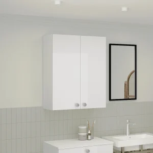 Badkamerkast Zaria, hangend, 2 deuren, wit hoogglans/wit, MDF, L 60 x l 22 x H 72 cm Badkamerkast Zaria, hangend, 2 deuren, wit hoogglans/wit, MDF, L 60 x l 22 x H 72 cm