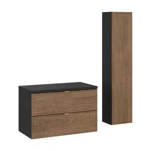 Badkamerset SAVIA: onderkast 80cm + wastafelblad + opbergkolom Badkamerset SAVIA: onderkast 80cm + wastafelblad + opbergkolom
