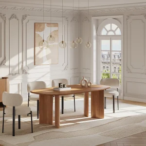Set van 2 stoelen in getextureerde stof en zwart metaal – Beige – ASILOVA