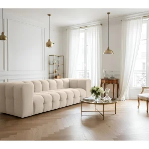 Baloo-bank, 4-zits, voor de woonkamer, Tiffany-stof, beige Baloo-bank, 4-zits, voor de woonkamer, Tiffany-stof, beige