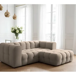 Baloo L mini hoekbank, voor de woonkamer, Tiffany-stof, rechts, taupe Baloo L mini hoekbank, voor de woonkamer, Tiffany-stof, rechts, taupe