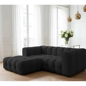 Baloo L mini hoekbank, voor de woonkamer, Tiffany-stof, links, zwart Baloo L mini hoekbank, voor de woonkamer, Tiffany-stof, links, zwart
