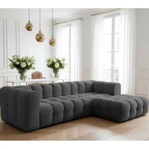 Baloo L hoekbank, voor de woonkamer, Moly-stof, rechts, antraciet