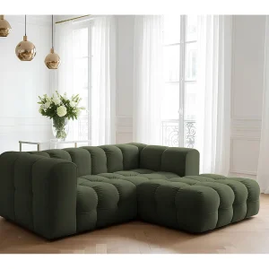 Baloo L mini hoekbank, voor de woonkamer, Tiffany-stof, rechts, groen Baloo L mini hoekbank, voor de woonkamer, Tiffany-stof, rechts, groen