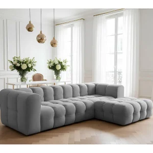 Baloo L hoekbank, voor de woonkamer, Tiffany-stof, rechts, grijs Baloo L hoekbank, voor de woonkamer, Tiffany-stof, rechts, grijs