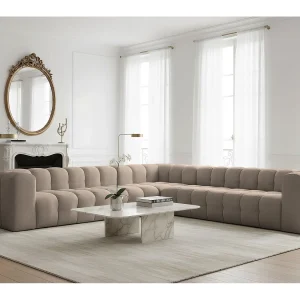 Baloo Corner grote hoekbank, 8-zits, voor de woonkamer, Tiffany-stof, taupe Baloo Corner grote hoekbank, 8-zits, voor de woonkamer, Tiffany-stof, taupe