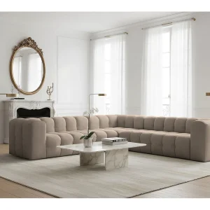Baloo Corner Middelgroot hoekbankstel, 6-zits, voor de woonkamer, Tiffany-stof, taupe Baloo Corner Middelgroot hoekbankstel, 6-zits, voor de woonkamer, Tiffany-stof, taupe