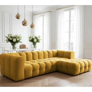 Baloo L hoekbank, voor de woonkamer, Tiffany-stof, rechts, honingkleurig Baloo L hoekbank, voor de woonkamer, Tiffany-stof, rechts, honingkleurig
