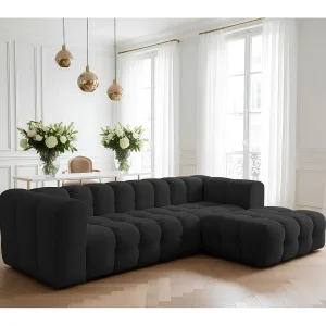 Baloo L hoekbank, voor de woonkamer, Tiffany-stof, rechts, zwart Baloo L hoekbank, voor de woonkamer, Tiffany-stof, rechts, zwart