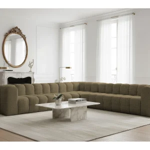 Baloo Corner grote hoekbank, 8-zits, voor de woonkamer, Moly-stof, groen Baloo Corner grote hoekbank, 8-zits, voor de woonkamer, Moly-stof, groen