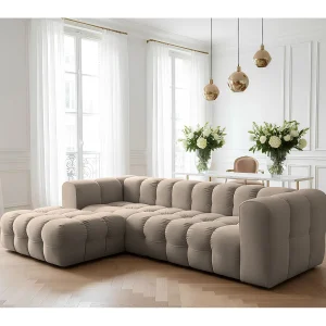 Baloo L hoekbank, voor de woonkamer, Tiffany-stof, links, taupe Baloo L hoekbank, voor de woonkamer, Tiffany-stof, links, taupe