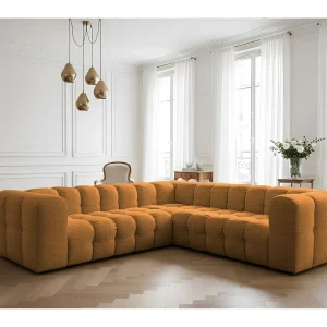 Baloo Corner Small hoekbank, 6-zits, voor de woonkamer, Moly-stof, oranje