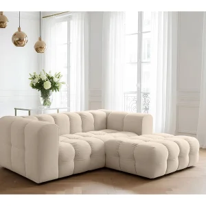 Baloo L mini hoekbank, voor de woonkamer, Tiffany-stof, rechts, beige Baloo L mini hoekbank, voor de woonkamer, Tiffany-stof, rechts, beige