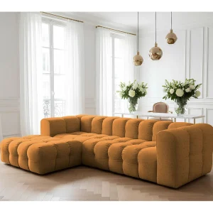 Baloo L hoekbank, voor de woonkamer, Moly-stof, links, oranje