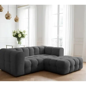 Baloo L mini hoekbank, voor de woonkamer, Moly-stof, rechts, antraciet