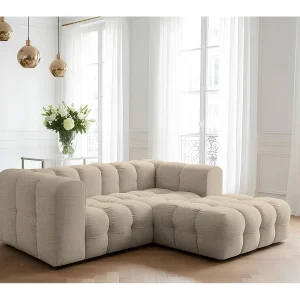 Baloo L mini hoekbank, voor de woonkamer, Moly-stof, rechts, beige