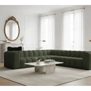 Baloo Corner Midden, 6-zits, voor de woonkamer, Tiffany-stof, groen Baloo Corner Midden, 6-zits, voor de woonkamer, Tiffany-stof, groen