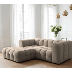 Baloo L mini hoekbank, voor de woonkamer, Tiffany-stof, links, taupe Baloo L mini hoekbank, voor de woonkamer, Tiffany-stof, links, taupe