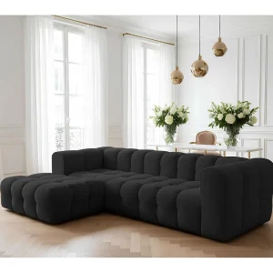 Baloo L hoekbank, voor de woonkamer, Tiffany-stof, links, zwart Baloo L hoekbank, voor de woonkamer, Tiffany-stof, links, zwart