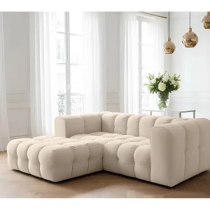 Baloo L mini hoekbank, voor de woonkamer, Tiffany-stof, links, beige