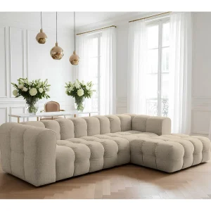 Baloo L hoekbank, voor de woonkamer, Moly-stof, rechts, beige