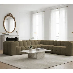 Baloo Corner Middelgrote hoekbank, 6-zits, voor de woonkamer, Moly-stof, groen Baloo Corner Middelgrote hoekbank, 6-zits, voor de woonkamer, Moly-stof, groen