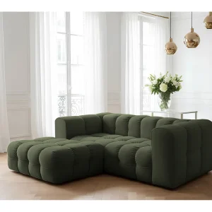 Baloo L mini hoekbank, voor de woonkamer, Tiffany-stof, links, groen