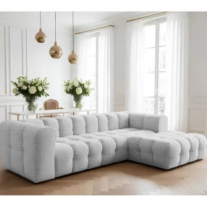 Baloo L hoekbank, voor de woonkamer, Moly-stof, rechts, lichtgrijs
