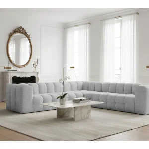 Baloo Corner Midden, 6-zits, voor de woonkamer, Moly-stof, lichtgrijs Baloo Corner Midden, 6-zits, voor de woonkamer, Moly-stof, lichtgrijs