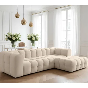 Baloo L hoekbank, voor de woonkamer, Tiffany-stof, rechts, beige Baloo L hoekbank, voor de woonkamer, Tiffany-stof, rechts, beige