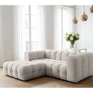 Baloo L mini hoekbank, voor de woonkamer, Moly-stof, links, crème Baloo L mini hoekbank, voor de woonkamer, Moly-stof, links, crème