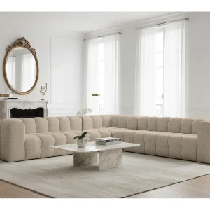 Baloo Corner grote hoekbank, 8-zits, voor de woonkamer, Moly-stof, beige Baloo Corner grote hoekbank, 8-zits, voor de woonkamer, Moly-stof, beige
