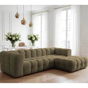 Baloo L hoekbank, voor de woonkamer, Moly-stof, rechts, groen