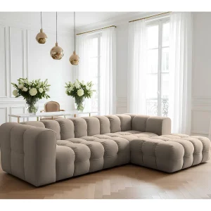 Baloo L hoekbank, voor de woonkamer, Tiffany-stof, rechts, taupe Baloo L hoekbank, voor de woonkamer, Tiffany-stof, rechts, taupe