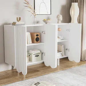 4-deurs dressoir met druppelvormige deuren – Wit 4-deurs dressoir met druppelvormige deuren – Wit