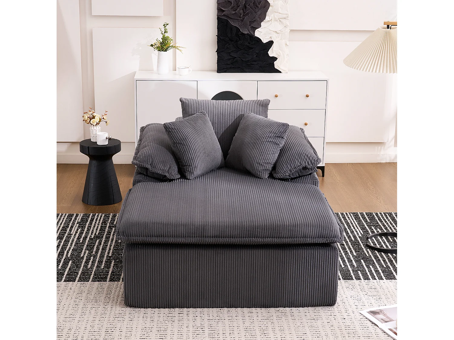 1-zits relaxbank – Corduroy loungestoel – Geen montage nodig – Grijs