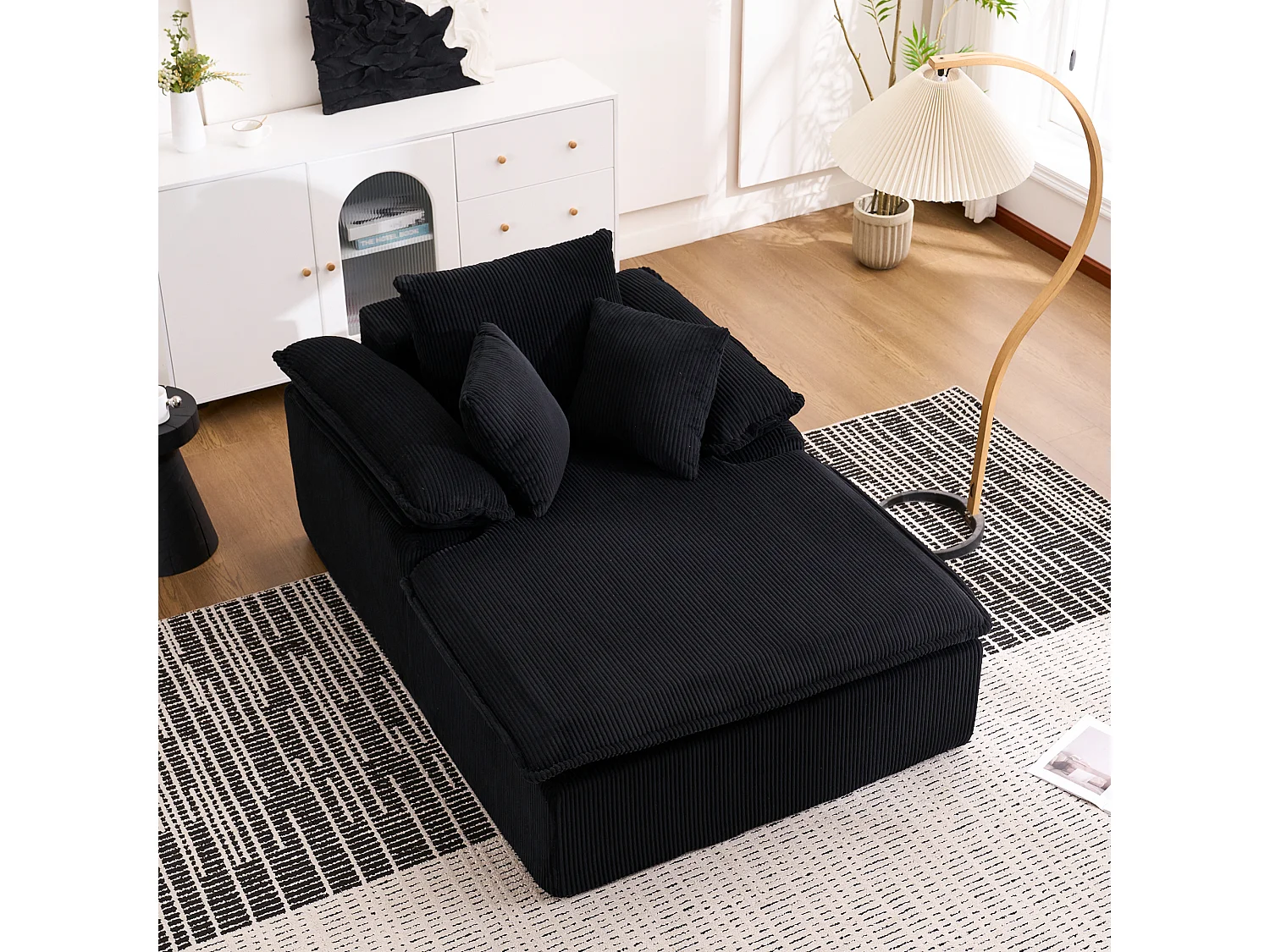 1-zits relaxbank – Corduroy loungestoel – Geen montage nodig – Zwart