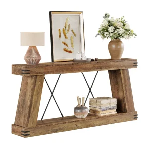 180cm Farmhouse Lange Consoletafel, Lange Salontafel Achter Bank met Opbergruimte