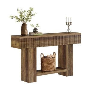 140cm entreetafel met opbergruimte, landelijke consoletafel voor in de hal, 2-laags salontafel voor achter de bank 140cm entreetafel met opbergruimte, landelijke consoletafel voor in de hal, 2-laags salontafel voor achter de bank