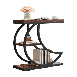 3-laags bijzettafel, industriële bijzettafels met 3 opbergplanken, bureau naast de bank met halfrond metalen frame 3-laags bijzettafel, industriële bijzettafels met 3 opbergplanken, bureau naast de bank met halfrond metalen frame