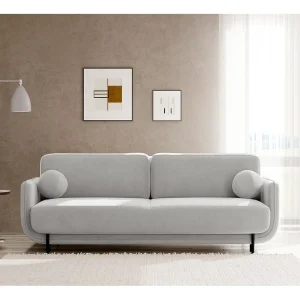 3-zits slaapbank – fluweel – Lichtgrijs – OVALS