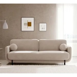 3-zits slaapbank – fluweel – Beige – OVALS